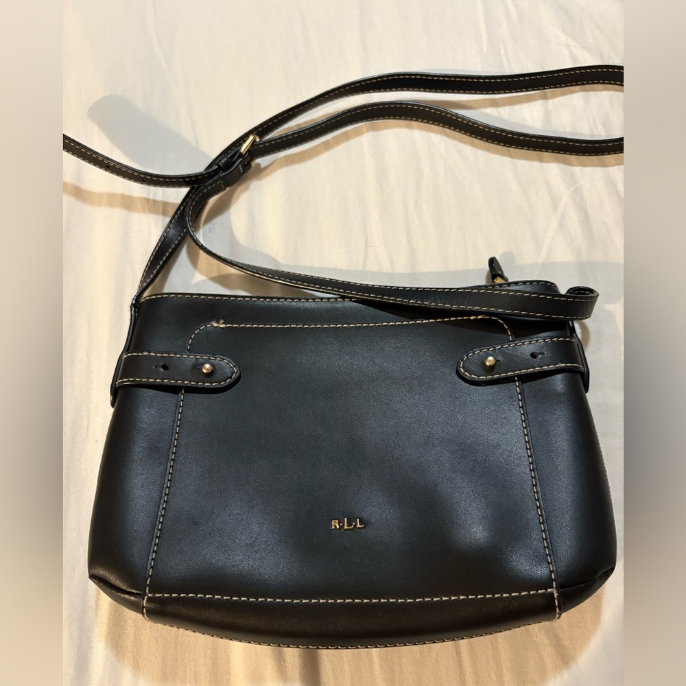Vintage Ralph Lauren Black Leather Shoulder Bag